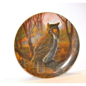 Vintage Owl Collectible Plate for Display Rustic Woodland Cottage Core